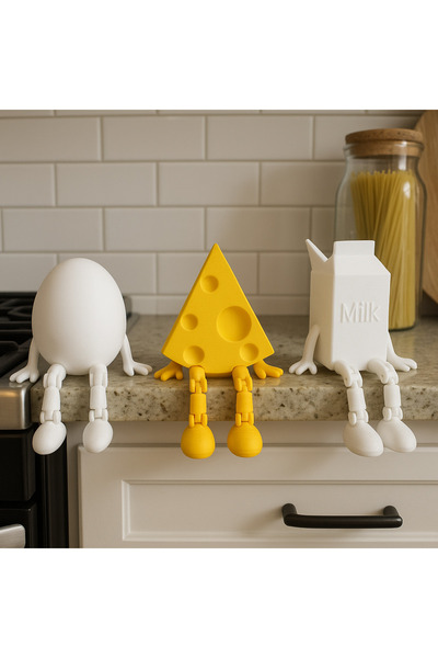 METADESİNG 3'lü Eğlenceli Dekoratif Kahvaltı Seti /Yumurta, Peynir, Süt Aksesuar