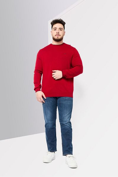 Harmont & Blaine Men Round Neck Embroidered Logo Sweater, Red