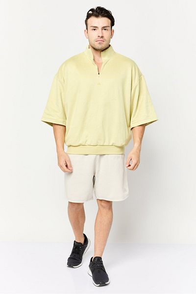 adidas Men Sportswear Fit 3/4 Sleeve Basketball Sweatshirt, Yellow Green