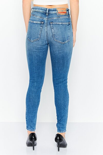 Diesel Women Regular Fit Washed Stretchable Denim Jeans, Blue
