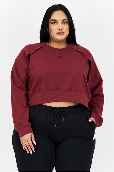 adidas Women Sportswear Fit Long Sleeve Outdoor Sweatshirt, Burgundy