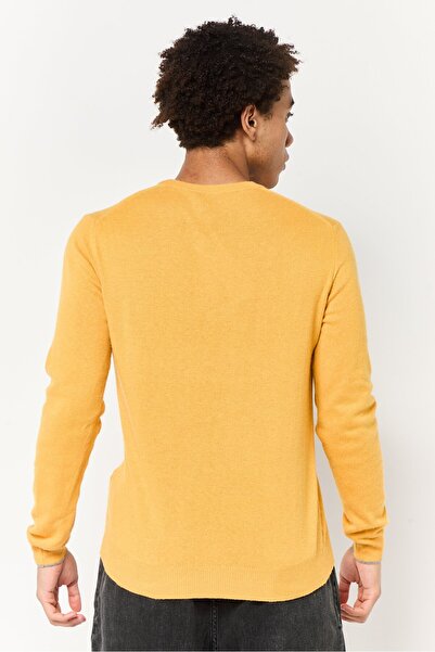 Harmont & Blaine Jeans Men Crew Neck Embroidered Logo Sweater, Mustard