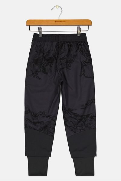 adidas Kids Boy Drawstring Brand Logo Training Track Pants, Charcoal Grey