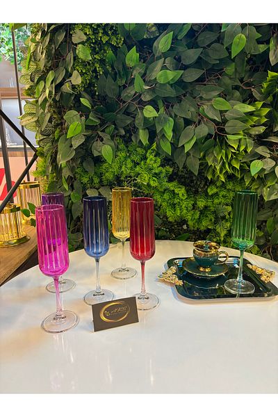 Paşabahçe Ars Pasabahce Cutout Special Design Footed Tall Goblet Color Coffee Side Glass, Soft Drink-Soda Glass
