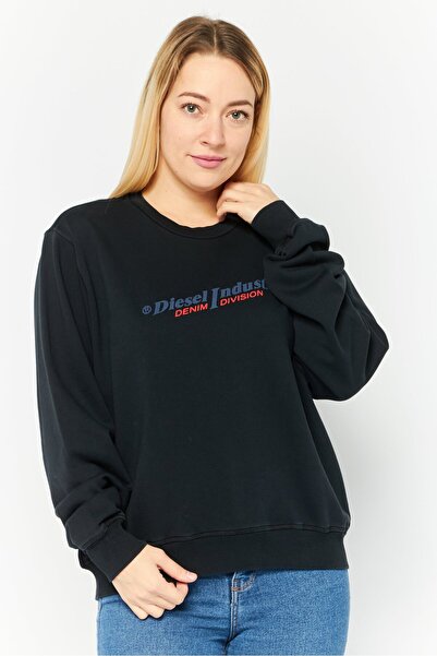 Diesel Women Crew Neck Graphic Print Long Sleeves Sweatshirt, Black