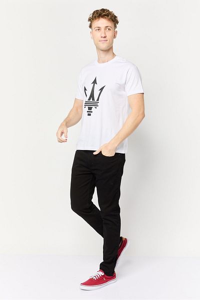 Maserati Men Crew Neck Short Sleeve Brand Logo T-shirt, White