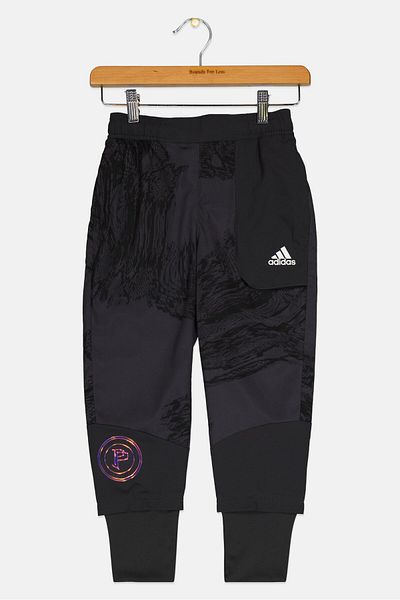 adidas Kids Boy Drawstring Brand Logo Training Track Pants, Charcoal Grey