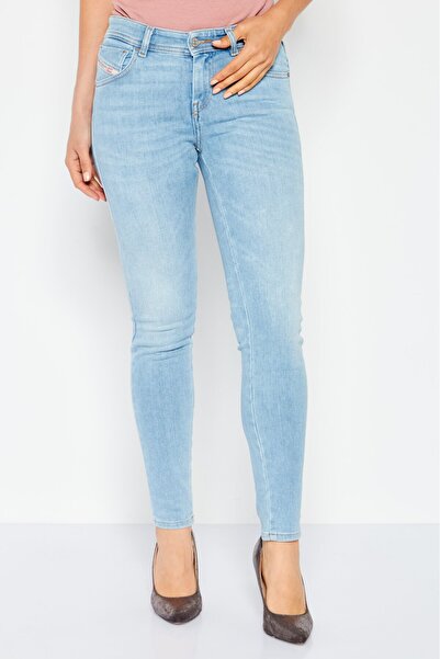 Diesel Women Regular Fit Washed Denim Jeans, Blue