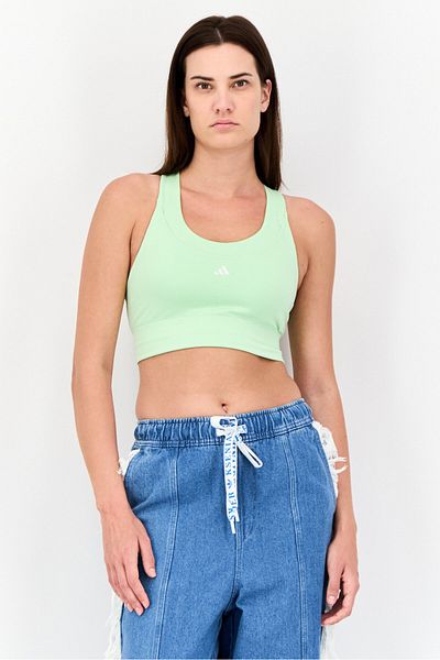 adidas Women Brand Logo Padded Medium Support Sports Bra, Mint Green