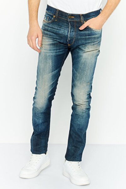 Diesel بنطلون جينز رجالي قابل للتمدد بقصّة Slim Fit، أزرق داكن
