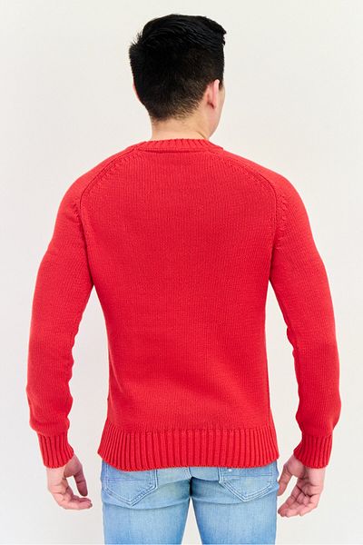 Esprit Men Ribbed Neck Knitted Sweater, Red
