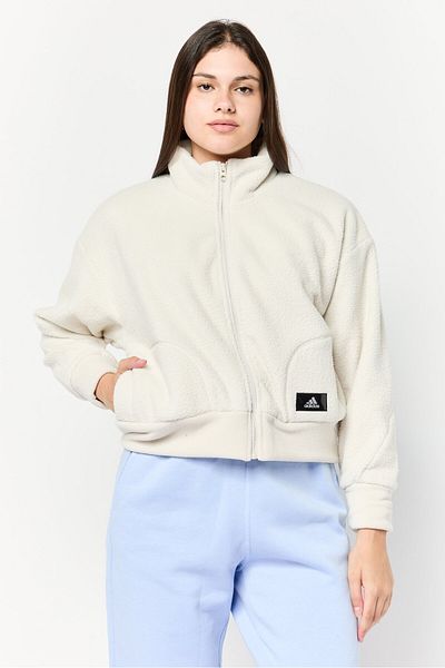 adidas Women Sportswear Fit Long Sleeve Outdoor Sweatshirt, Beige