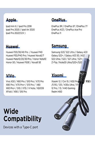 Joyroom SY-C03 Audio-Transfer Series 2-in-1 Audio Adapter (Type-C to Dual Type-C)- Black