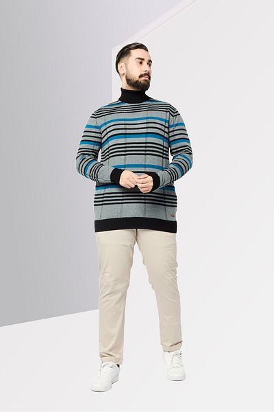 Harmont & Blaine Jeans Men Mock Neck Yarn Dyed Sweater, Multicolor