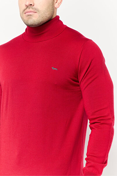 Harmont & Blaine Men Turtle Neck Long Sleeves Embroidered Logo Sweater, Red