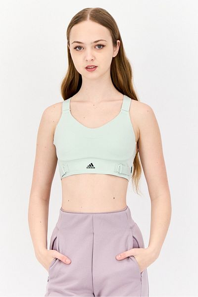 adidas Women Brand Logo Padded Sports Bra, Sage Green