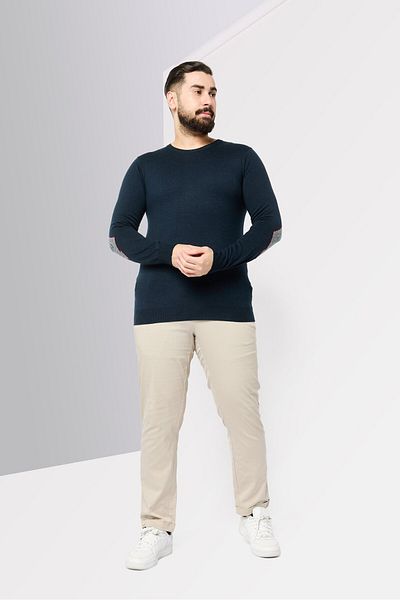 Harmont & Blaine Jeans Men Crew Neck Textured Sweater, Navy