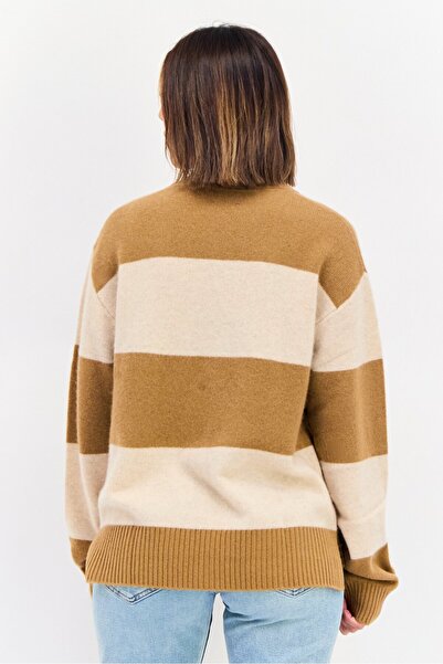 Esprit Women V Neck Yarn Dye Sweater, Multicolor