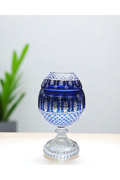 Kristal Market Handmade Crystal Cut Pattern Large Decorative Footed Napkin Holder