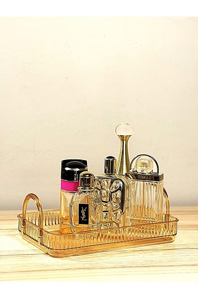 UNIQUE ME Makeup Organizer Cosmetic Accessory Organizer Bathroom Shelf Amber Yellow (Durable Polycarbonate)