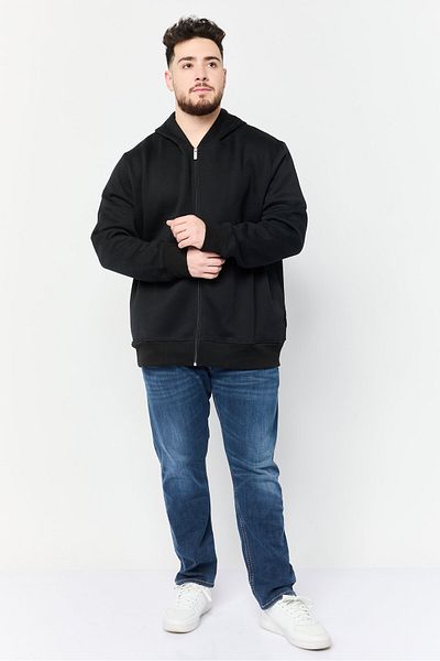 Kangol Men Solid Full Zip Long Sleeves Hoodie, Black