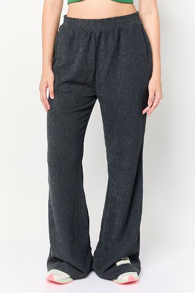 The Giving Movement Women Regular Fit Textured Wide Leg Pants, Grey
