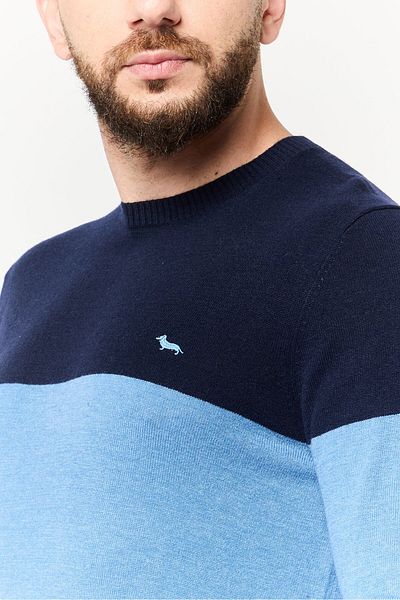 Harmont & Blaine Men Ribbed Neck Two Tone Sweater, Multicolor