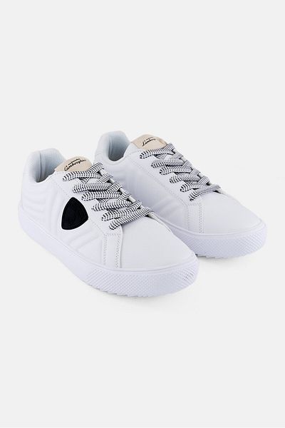 Lamborghini Men Brand Logo Lace Up Casual Shoes, White