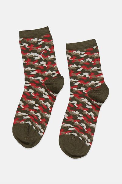 Puma Women Short Sock, Olive And Gold