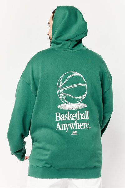 New Balance Men Relaxed Fit Long Sleeves Outdoor Hoodie, Dark Green