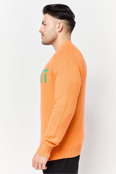 Esprit Men Ribbed Neck Knitted Sweater, Orange