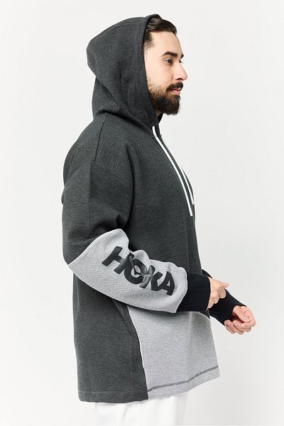 hoka Men Sportswear Fit Long Sleeves Outdoor Hoodies, Black