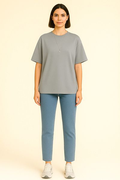 INFLUYENTE Women's Oversize Modal Fabric Comfortable Fit Crew Neck Vibrant Color Silky Feel Basic T-Shirt