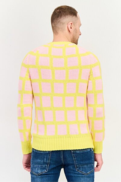 Esprit Men Ribbed Neck Embroidered Logo Knitted Sweater, Multicolor