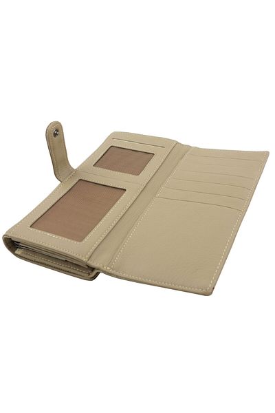OEM Women's wallet Tita, genuine leather, beige, 19 x 10 x 3.5 cm, with multiple compartments – PR233