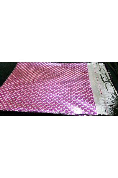 morlalem m 100 Pieces Mini Heart Printed Pink Metalized 21cm Banded Gift Bag, Jewelry Engagement Mevlüt Henna Package