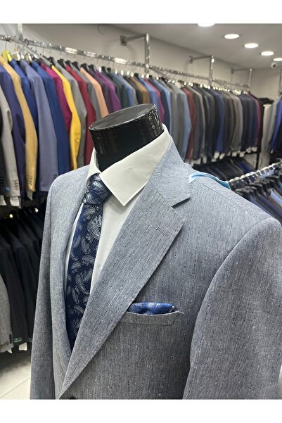 MASSARO Linen Men's Suit (100% Linen Light Stripes)