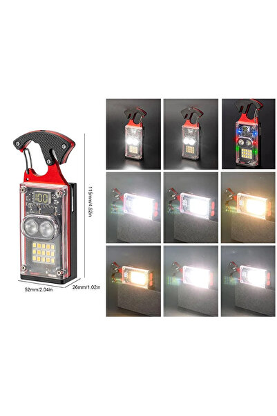 nelerbulurum ŞARJLI DİJİTAL EKRANLI ELEKTRONİK ÇAKMAK TORNAVİDA BIÇAK GÜÇLÜ BEYAZ VE SARI IŞIKLI EL FENERİ