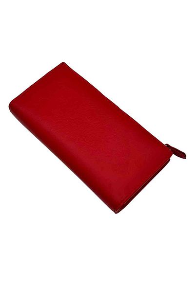 OEM Large Women's Wallet Made of Genuine Leather, Red, 19 x 9.5 x 2.5 cm
