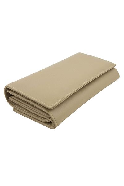 OEM Women's wallet Tita, genuine leather, beige, 19 x 10 x 3.5 cm, with multiple compartments – PR233