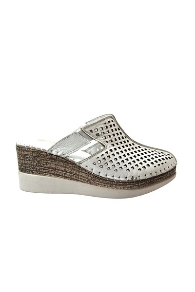 Onlo Ayakkabı Onlo Shoes K-92 Genuine Leather Wedge Heeled Closed Front Women's Slippers