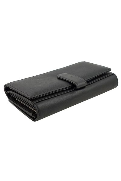 OEM Women's wallet, Tita, made of genuine leather, multiple compartments, 19 x 10 x 3.5 cm, Black - PR232