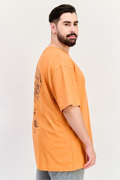 Puma Men Relaxed Fit Graphic Print Short Sleeves Outdoor T-Shirt, Orange