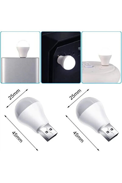 nelerbulurum 4 adet Usb uçlu Led 1w beyaz Işık powerbanke takılabilen ampül Gece ve Kamp Lambası Aydınlatma