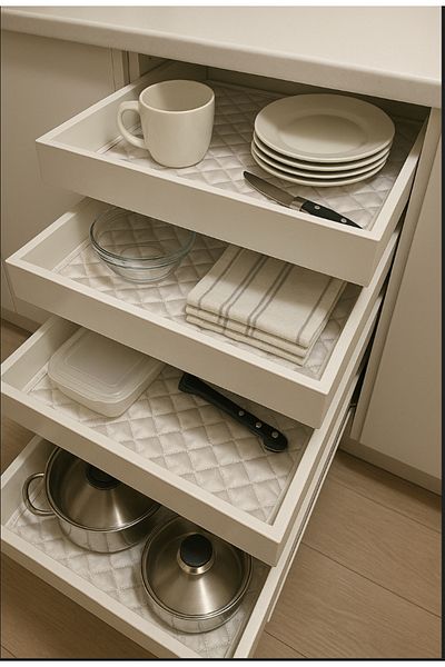 Kaizen Carpet White 55 Cmx10 Mt Leather Satin Luxury Quilted French Guipure Detailed Shelf Drawer Cover Free Overlock