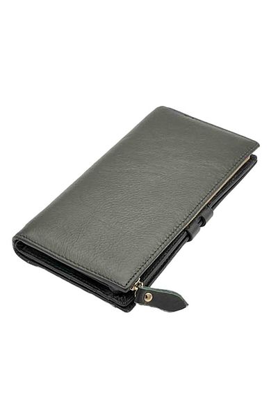 OEM Women's Slim Wallet Made of Genuine Leather, Chic Elegance Collection, Green, 20 x 10 x 3 cm