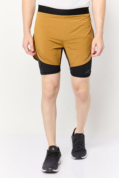adidas Men Slim Fit 5 Inseam 2 In 1 Training Shorts, Brown