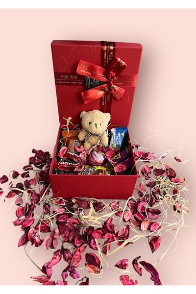 Bbspecial Gülümse Gel Sevgiliye Çikolatalı Ayıcıklı Hediye Kutusu Hediye Sepe...