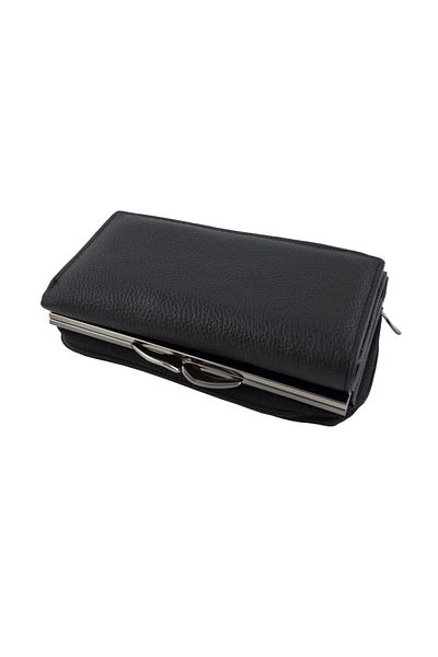 OEM Women's wallet, Black, made of genuine leather, TITA, 14 x 8 x 4 cm - PR193