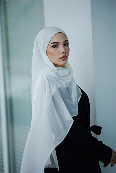 kermeipek %100 Doğal Bambu Şal Kırık Beyaz Rengi